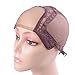 YANTAISIYU 4X4 Inch U Part Swiss Lace Wig Cap for Making Wigs with Adjustable Straps on the Back Glueless Hairnets (Brown M)