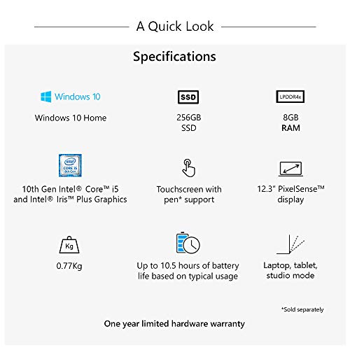 Image of Microsoft Surface Pro 7 PUV-00028 12.3 inch Touchscreen 2-in-1 Laptop(10th Gen Intel Core i5 /8GB /256GB SSD /Win10 Home /Intel Iris Plus Graphics), Black Surface Pro Type Cover Keyboard(Black)