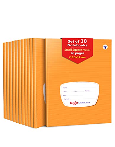 Image of WOODSNIPE Small Square Ruled Notebooks | Square 9 mm | 72 Pages Jumbo Size | Hard Brown Cover | 15.5 cm x 19 cm Approx | Maths Exercise Small Grid Notebooks | Pack of 18 Books | GSM 60