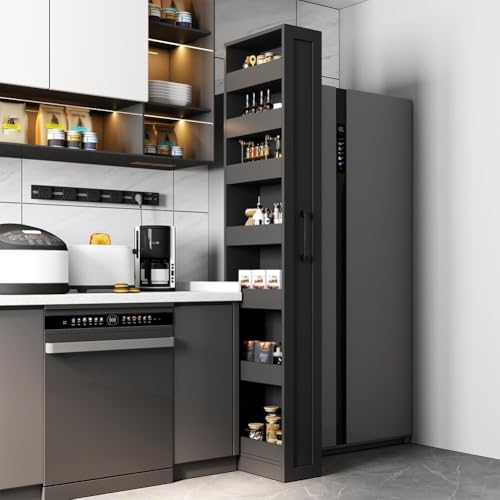 HOMBIX 7 Tier Multi-Functional Pull-Out Storage Cart, Single-Sided Open Shelf,