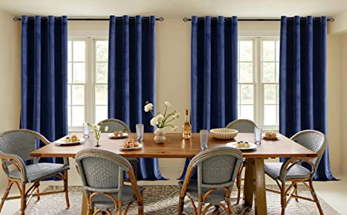 Woaboy Velvet Curtains 90 Drop Navy Blue Curtain for Living Room Thermal Blackout for Bedroom Luxury Eyelet Drapes Soft Window Treatment Insulated Soundproof & Room Darkening W 66 x L 90 2 Panels - Image 7