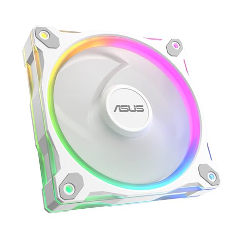 Image of ASUS Prime MR120 ARGB Fan White Single Pack, 28mm Extra-Thick Frame, Quiet, high-Performance Cooling with PWM Control, 20 ARGB LEDs with Dual-Sided Frame Lighting, Aura Sync Compatibility