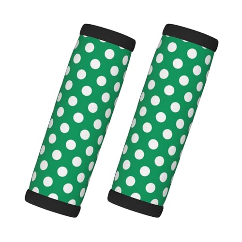 2 Pcs Luggage Handle Wraps for Suitcase - Fashion Medium Green Polka Dot Print Luggage Handle Covers, Suitcase Tags Identifiers for Suitcases, Travel Essentials for Flying Accessories