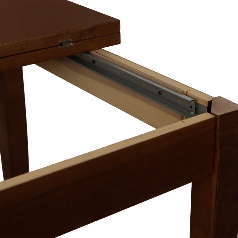 Vicentini arreda TAVOLO IN LEGNO ALLUNGABILE A LIBRO ARTE POVERA NOCE SCURO (80x80(160))