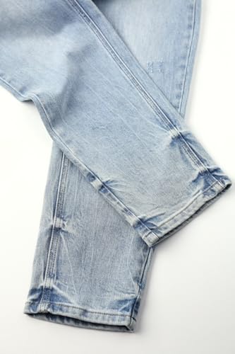 Men's Slim Fit Stretchy Mid Waist Distressed Jeans Light Blue Washed Ripped for Outdoor Commuting Jeans3