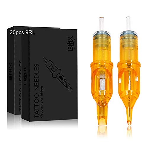 Cartridge Needles -BMX 20PCS Professional Disposable Cartridge Tattoo Needles Sterilized Needle Cartridge Round Liner User for Pen Rotary Machine and Tattoo Supplies(9RL)