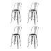 GIA Hoher Rücken ohne Armlehnen Metallhocker, Metall, antikweiß/schwarz, 4-Pack