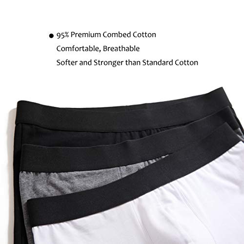 ZLYC Mens Long Leg Cotton Boxer Briefs Fit Underwear, 3/4 Pack3