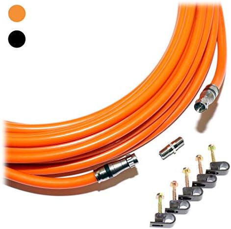RG11 COAXIAL Cable with F Connectors on Each end - Tri-Shield Underground Coax Direct Burial Gel Coated Flooded Indoor/Outdoor Wire + Extra Barrel & 5 Screw Clips/by CableProof (50 FT, Orange)