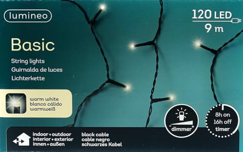 Preisvergleich Produktbild Lumineo LED-Lichterkette, 120 LED's 9 Meter, Dimmbar mit Timer