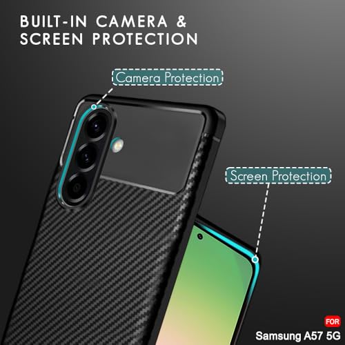 Image of TheGiftKart Rugged Carbon Fibre Armor Back Cover Case for Samsung Galaxy A57 5G | Shockproof & Protective | Stunning Minimalist Design Back Case Cover for Samsung Galaxy A57 5G (TPU, Black)