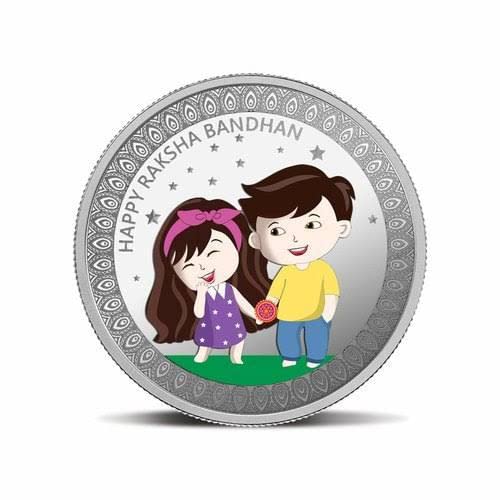 999 Silver Purity Happy Raksha Bandhan Rakhi Coin (20 Gram)