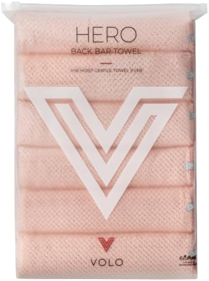 VOLO Back Bar Hair Towel, 6 Pack, Quick Dry Salon Towels for Hair Care, Hair Stylists, Spa, Home, Ultra Soft & Super Absorbent Nanoweave Hair Towel Wrap for Women, Small, 28" x 16" (Cloud Pink)