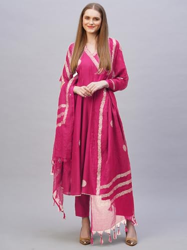 Image of ANNI Designer Rayon Blend Women Kurta Set with Pant & Dupatta