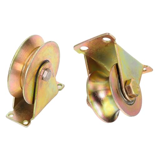 Lot de 4 poulies à rainure U/V en acier – 60 mm – Capacité de charge 200 K, idéales pour soulever des cordes à linge, portes coulissantes, charges lourdes et utilisation industrielle