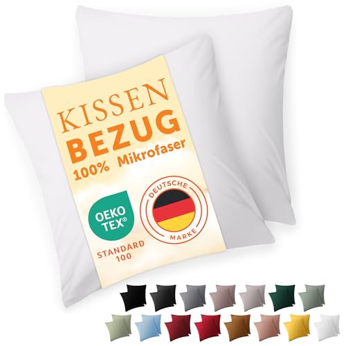 Blumtal Fundas de Almohada 50x50 cm (Juego de 2) - Fundas de cojín de Microfibra para sofá con Cremallera, Extra Suaves y Lavables, Certificado Oeko-Tex - Blanco