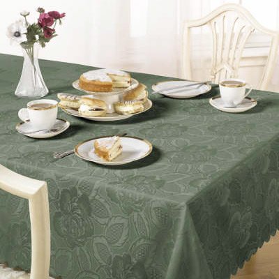 Emma Barclay Damask Rose Tablecloth, Forest Green, 52 x 52 Inch