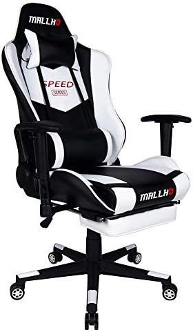 Polar Aurora Ergonomic Gaming Chair Excessive Again Swivel Racing Workplace Chair PU Leather-based Sturdy Steel Body with Adjustable Armrests and Footrest/White