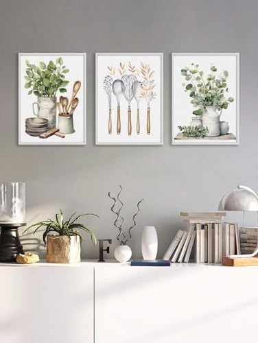Affiches botaniques vertes XINBAO pour mur de cuisine rétro