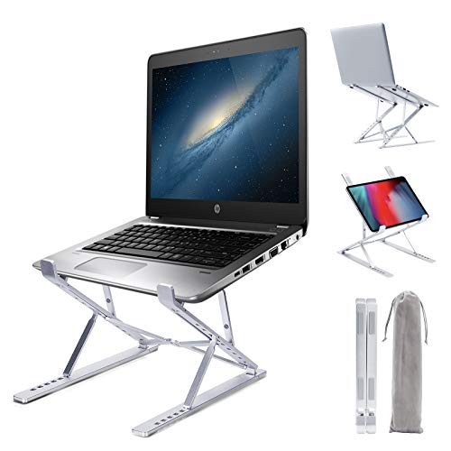 Portable Laptop Stand, Adjustable Laptop Holder, Ergonomic Laptops Elevator for Desk, Aluminum Computer Riser Compatible with Mac MacBook Pro Air, Lenovo, HP, Dell, More Laptops Under 17 inches