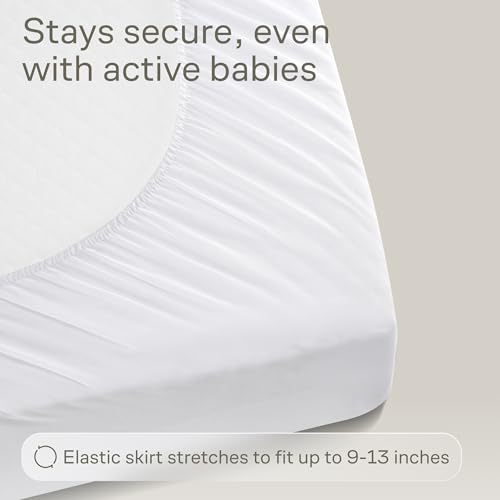 Image of 100% Waterproof Crib Mattress Protector - 360 Pad Protection Against Spills, Stains & Accidents for Parents & Pet Owners - Noiseless & Cooling Viscose Made from Bamboo (52x28, White)