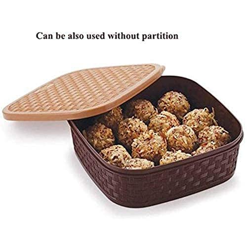Image of 7-in-1 Premium Masala Box with Secure Compartments - Multipurpose Kitchen Spice Organizer, Rangoli Design (Brown Finish)