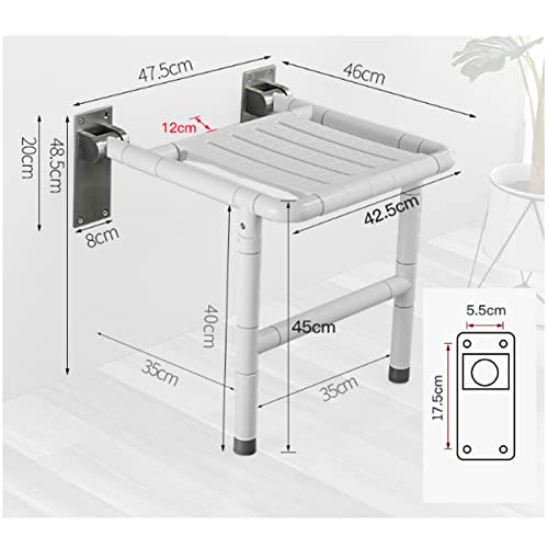 Taburete de ducha plegable, asiento plegable montado en la pared, capacidad de peso de 350 kg, ayuda de baño ideal para personas mayores y discapacitados, patas de goma para mayor estabilidad
