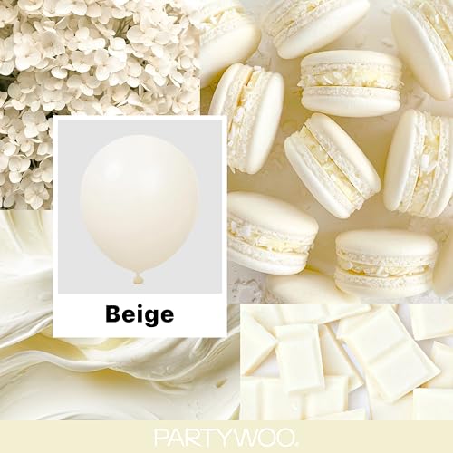 Image of PartyWoo Beige Balloons 140pcs Different Sizes of 18 12 10 5 Inch Cream Ivory Balloon Arch Kit Garland for Wedding Bridal Graduation Baby Shower Easter Birthday Tea Boho Party Decorations White-Q08