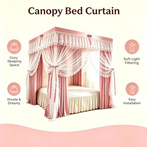 Mosquitera cama matrimonio 150x200cm con dosel de 4 aberturas estilo princesa 8