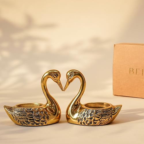 Image of BEHOMA Golden Aluminium Lotus Design Urli Bowl, 12 inch | Lotus-design golden aluminium urli bowl, 12 inch; ideal Navratri, Durga Puja & wedding centerpiece, 2000ml.