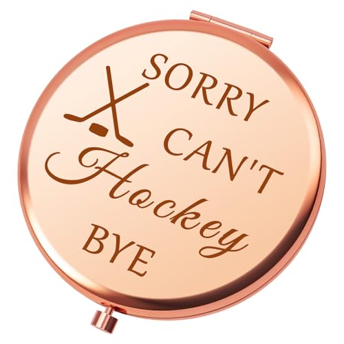 Hockey Girls Gifts Hockey Lovers Gifts Travel Makeup Mirror Inspirational Hockeys Gift for Ice Hockeys Lovers Team Players Christmas Birthday Gift Ideas for Women Daughter Friend Folding Makeup Mirror