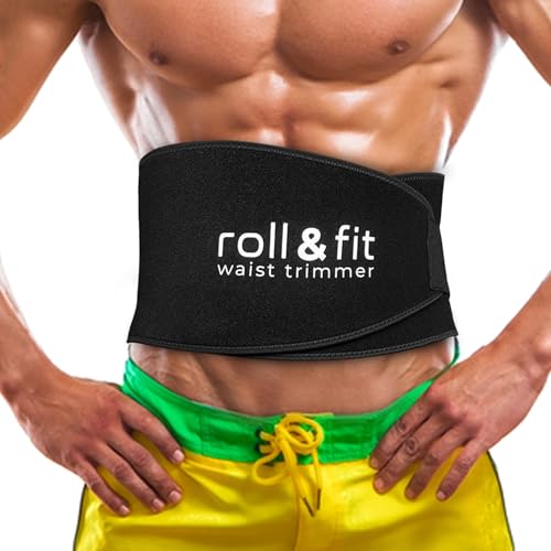 Roll & Fit Waist Trimmers for Men and Women (Black, Medium)