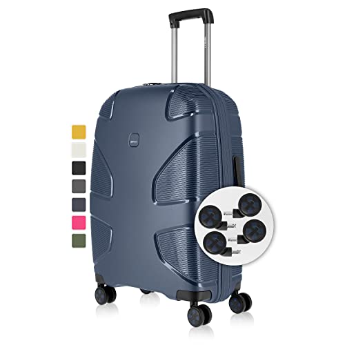 IMPACKT IP1 4-Rad Hartschalenkoffer aus recyceltem Material mit 6 Jahren Garantie; nachhaltiger Reisekoffer mit austausc...