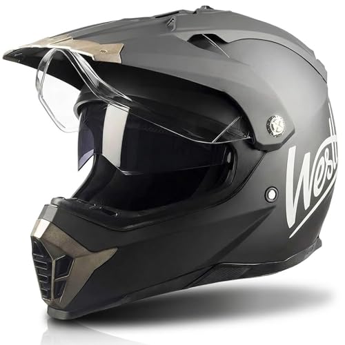 Westt Dirt Bike Helmets for Adults DOT Approved Full Face - Dual Visor Motocross ATV UTV Off-Road Helmet - Lightweight 1600g for Men & Women
