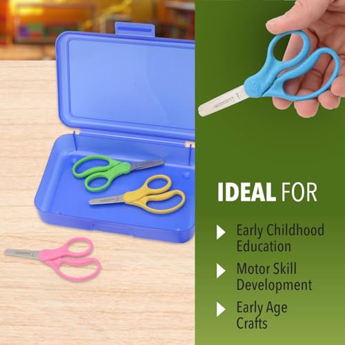 Image of Westcott Kids Scissors 12-Pack, 5 inch Blunt Tip Safety Scissors for Ages 4+, Left & Right Handed, Recycled Eco-Friendly for School and Craft Projects