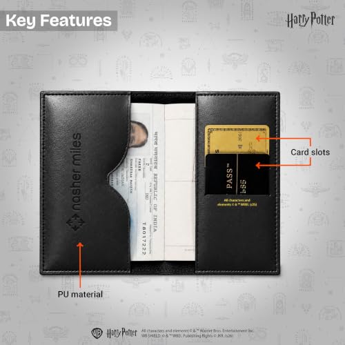 Image of Nasher Miles x Harry Potter Hogwarts Express Passport Sleeve Set of 2 | PU Travel Cover with Cards Slot | Ideal for Travel | Men, Women, Boys, Girls (Black & Red)