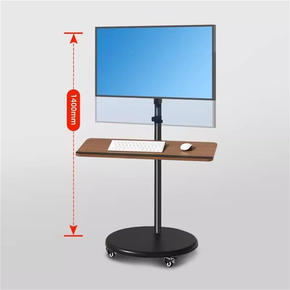 Supporto per monitor regolabile in altezza con molla a gas, supporto per doppio monitor con ripiano per tastiera, supporto multifunzione per monitor da 14 – 43 pollici, con funzione di rotolo, mobile