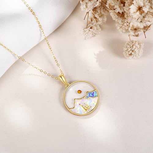 ELFRONT 14K Gold Mustard Seed Necklace 14K Solid Yellow Gold Faith Can Move Mountains Mustard Seed Mountains Pendant Jewelry for Women Christian Gift2