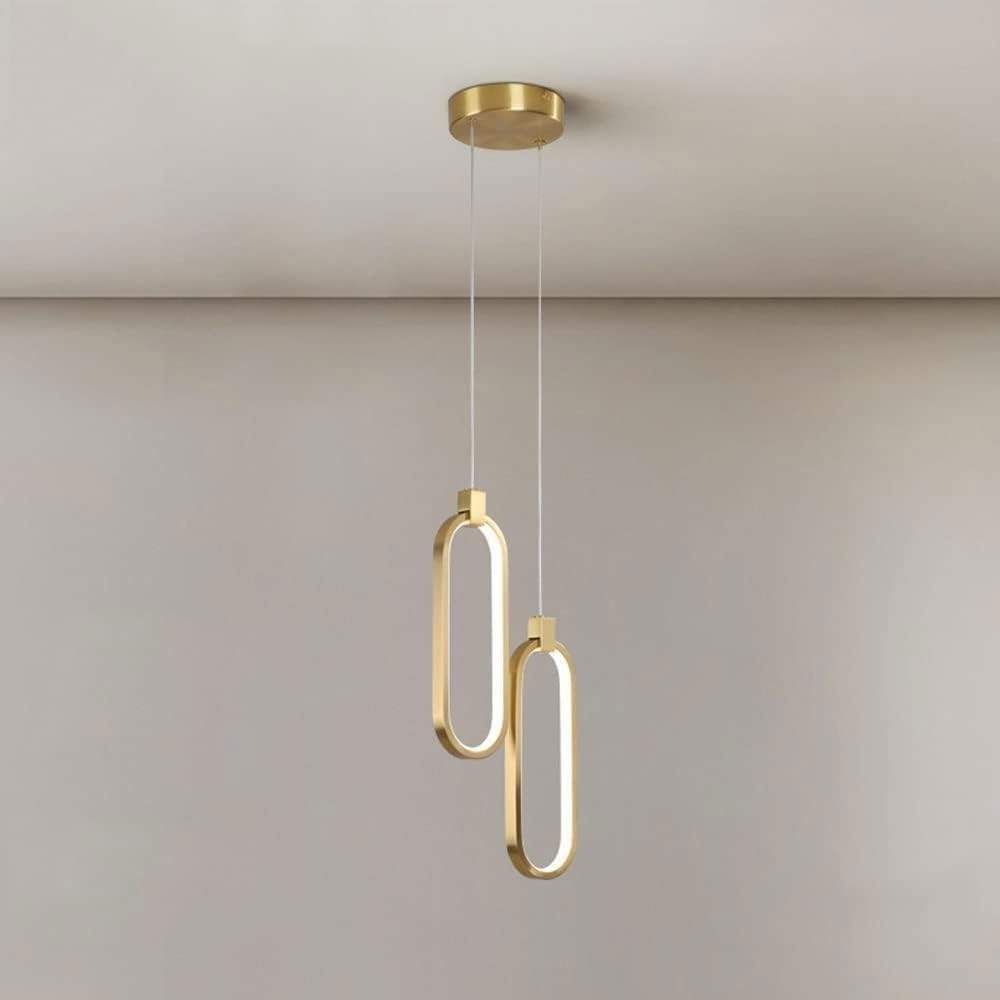 Lustre moderne minimaliste en laiton à LED avec fil suspendu réglable modèle B