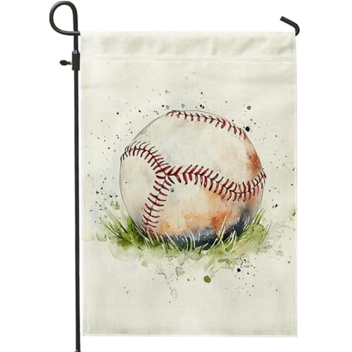 Bandiera da giardino acquerello da baseball primavera estate bandiera per decorazione prato sport bandiera da giardino in tela double face per decorazione di vacanza all'aperto 30,5 x 45,7 cm