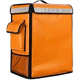 Farigrut デリバリーバッグ 42L 宅配用 リュック 大容量 配達 保冷 保温 防水 エコ 商用グレードの耐久性 食品配達 出前専用 ピザ ポーチ お寿司 下見板張り 防水 (オレンジ)