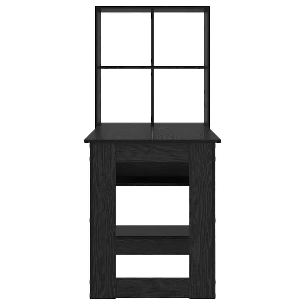 Bureau en Bois d'Ingénierie Noir Chene, 122 x 67 x 145 cm, avec Etageres