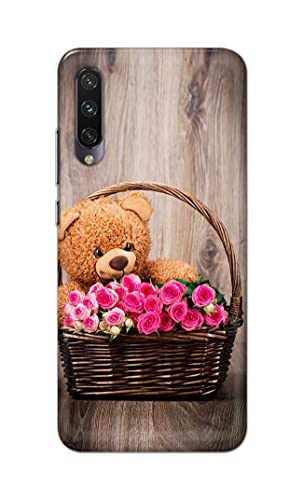 Image of PRINTFIDAA Roses and Teddy Bear in The Wicker Hard Back Cover for Mi A3 / Mi CC9e Back Cover -(P6) KAT1004