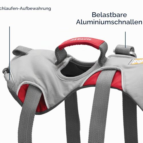Ruffwear Kletter-Hundegeschirr, Kleine Hunderassen, Größenverstellbar, Größe: S, Grau, Doubleback Geschirr, 30301-045S