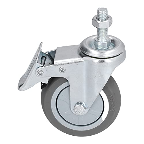 Treles de Ruedas Universales de PVC de 3 Pulgadas con Freno, Fuerte Capacidad de Rodamiento, Ruedas de Bloqueo Industrial de 5 Paquetes (frenos)