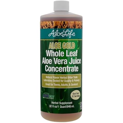 Aloe Life - Whole Leaf Aloe Vera Juice, Certified Organic with Trace Minerals, Gluten-Free (Aloe Gold, 32 oz) Cover