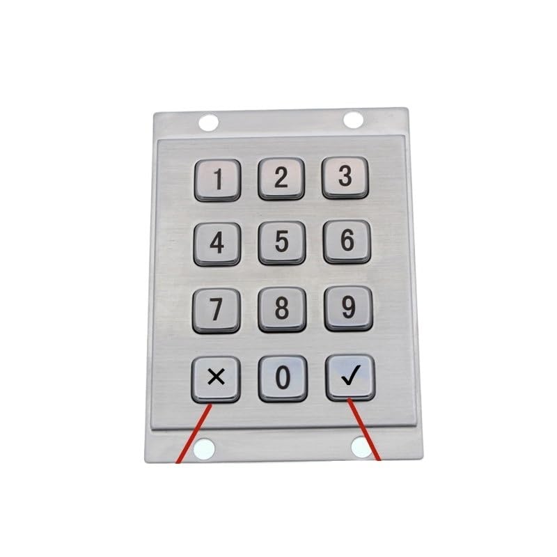 Mini teclado numérico de acero inoxidable 3x4 con teclas Cross & Tick
