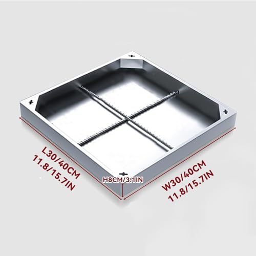 Plaque d'égout Invisible en Acier Inoxydable, Plaque d'égout encastrée en Acier Inoxydable pour terrasse extérieure, Jardin et autoroute (8 cm, 40 x 40 cm / 15,7 x 15,7 Pouces)