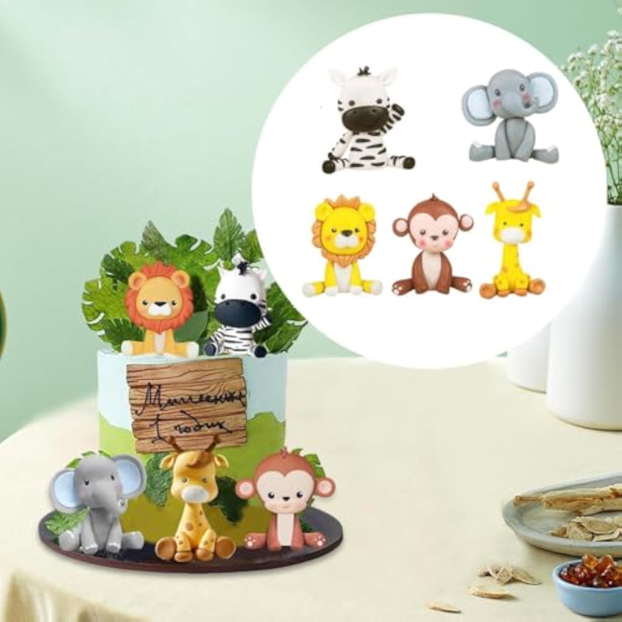 5Pcs Animal Cake Toppers for Center Tabletop Decoration
