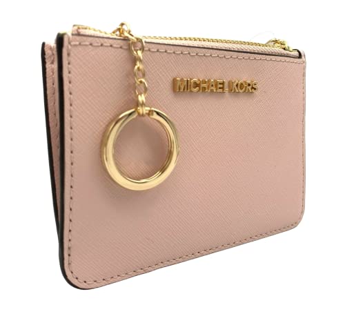 Michael Kors Jet Set Travel Small Top Zip Coin Pouch With Id Holder In Saffiano Leather (Powder Blush) #TOP2